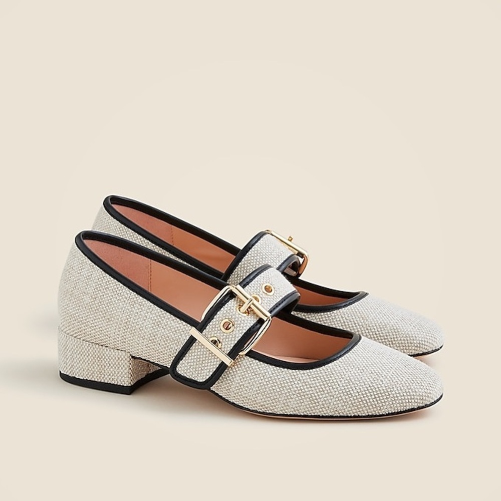J Crew Teagan Mary Jane heels in Spanish canvas
CH276